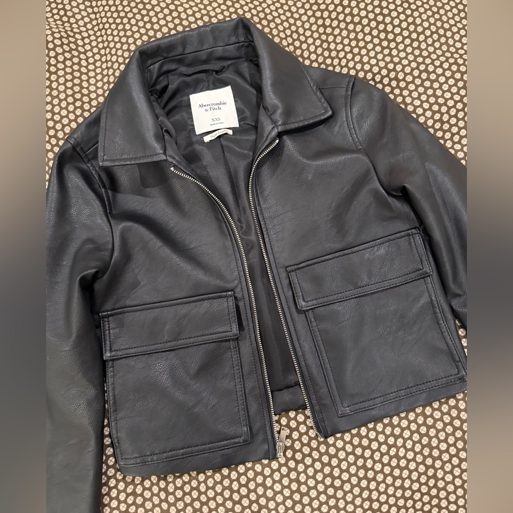 Abercrombie & Fitch Black Vegan Leather Jacket